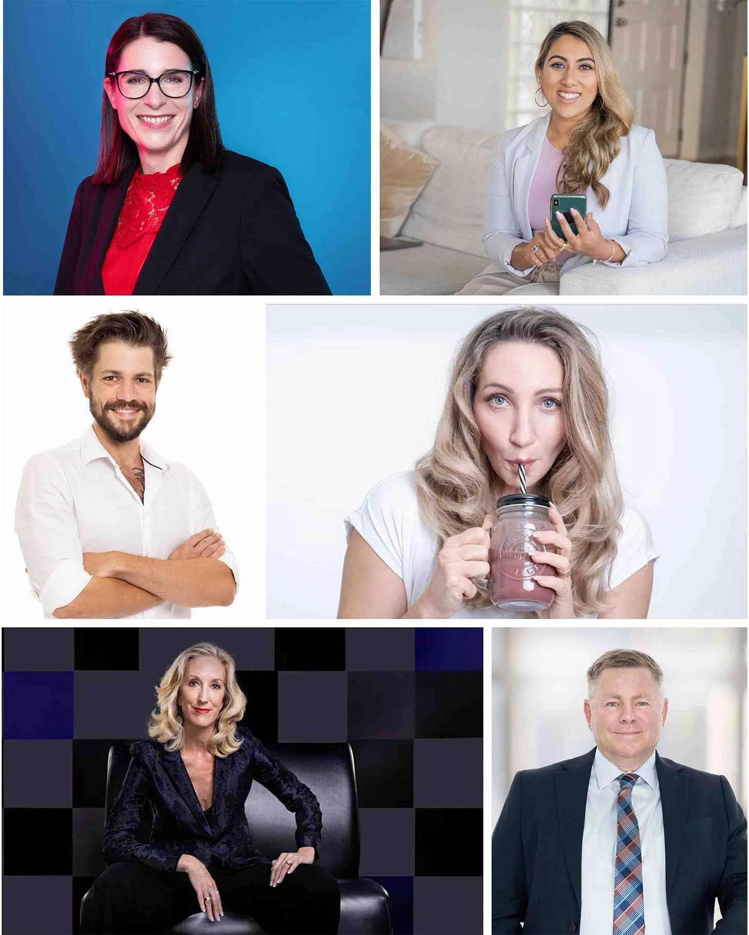 A grid of personal branding photography by Belinda Bullock