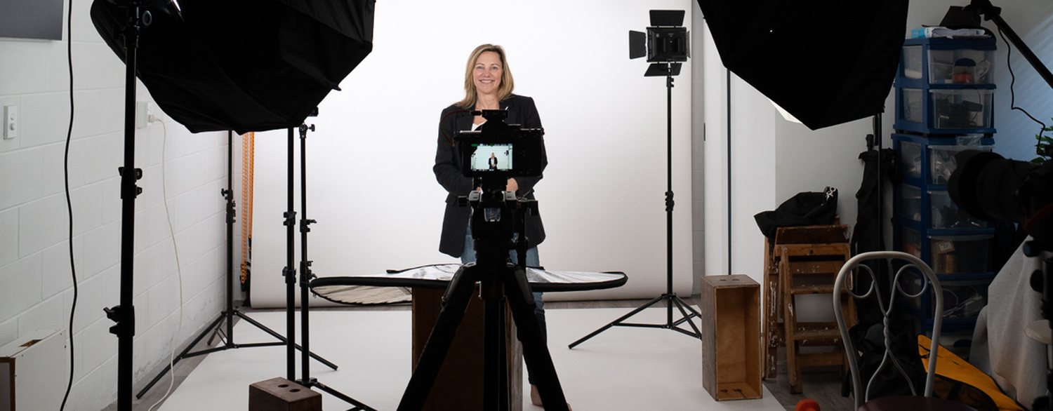 Filming an AI video digital twin session in the studio