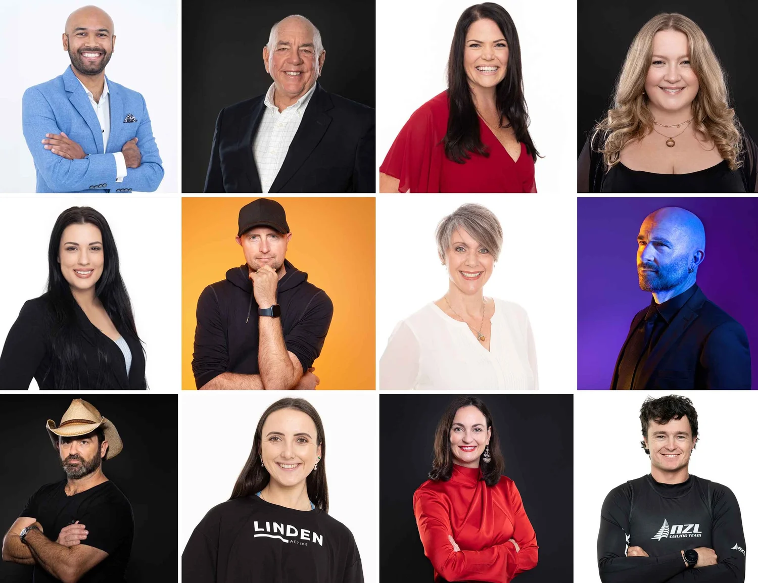 A grid of professional headshots taken in Auckland