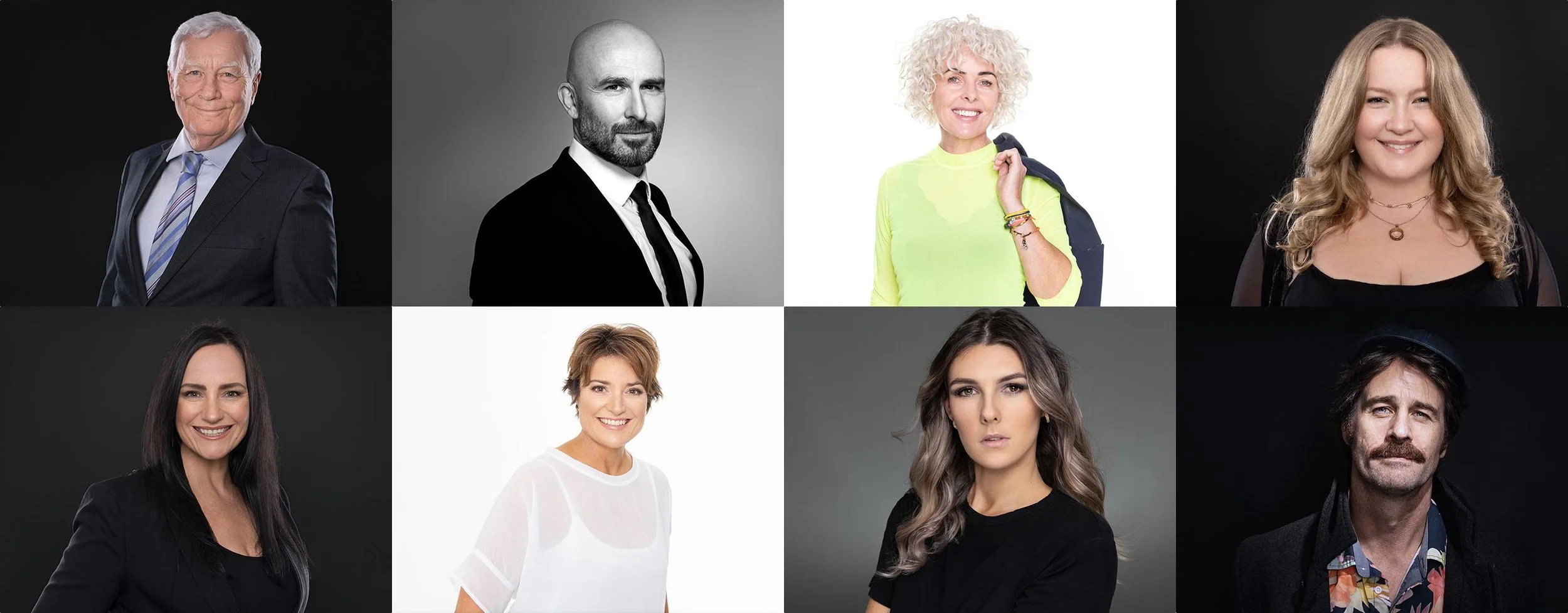 A grid of professional headshots and business portraits by Belinda Bullock Photography